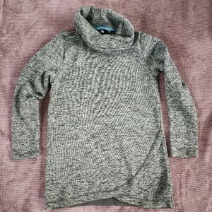 Lands' End Women’s Sweater Fleece Tunic Cowl Neck Pullover Top Green Small 6-8